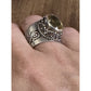 Vintage Sterling Silver Faceted Citrine Ring Sz 8.25 Artisan Filigree Swirl Band