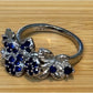 Sterling Silver Blue Sapphire Flower Ring Diamond Accent Floral Cluster Size 6.5