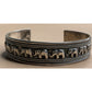 925 Sterling Silver Elephant Cuff Bracelet 27g Oxidized Rope Detail Vintage