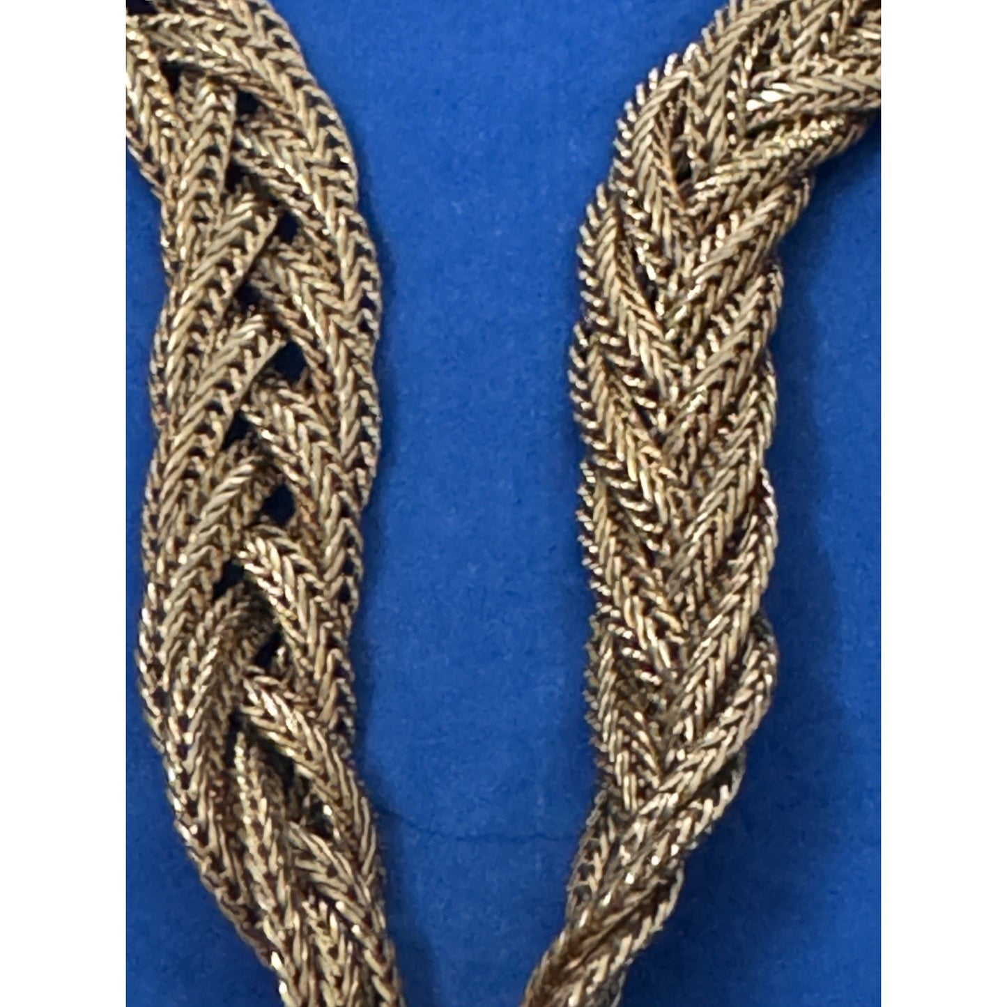 Vintage Wide Gold Tone Woven Braided Mesh Chain Necklace 23.5” 76g, 1970 - 1980s