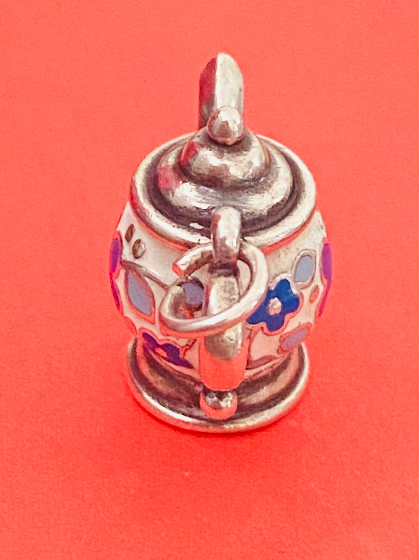 Preowned James Avery Retired Silver And Enamel Teapot Charm