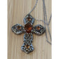 Vintage Amber & Citrine Sterling Silver Two Tone Cross And 925 Necklace 20”