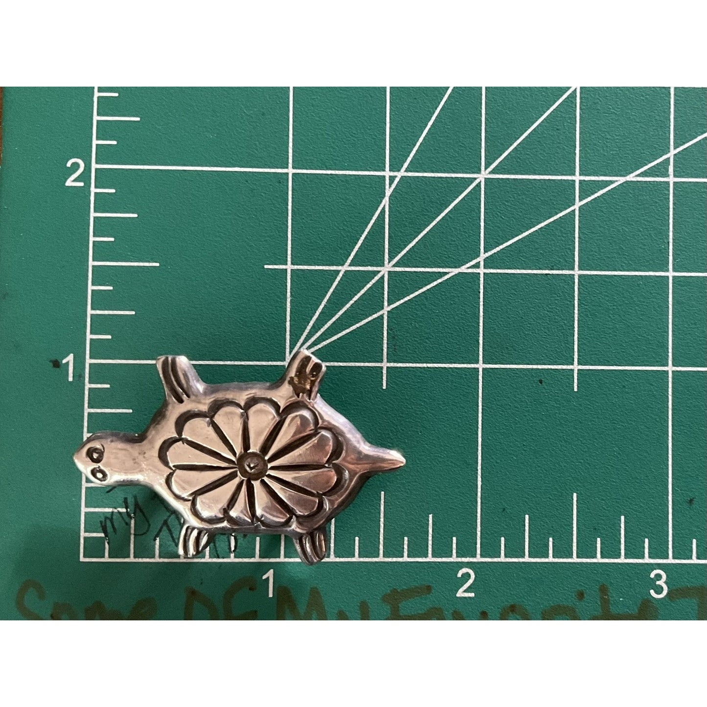 Vintage Signed AM Sterling Silver Turtle Brooch 14.5g Animal Floral Shell Pin