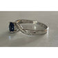Sterling Silver Blue Sapphire Ring Size 8.5 Round Solitaire Halo Twist