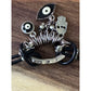 Silver Plated Black Leather Be Happy Evil Eye and Hamsa Hand Beaded Bracelet