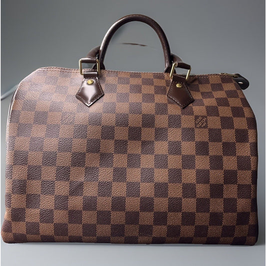 BNWOT Louis Vuitton Brown Canvas Speedy 30 Damier Ebene Handbag LV Purse