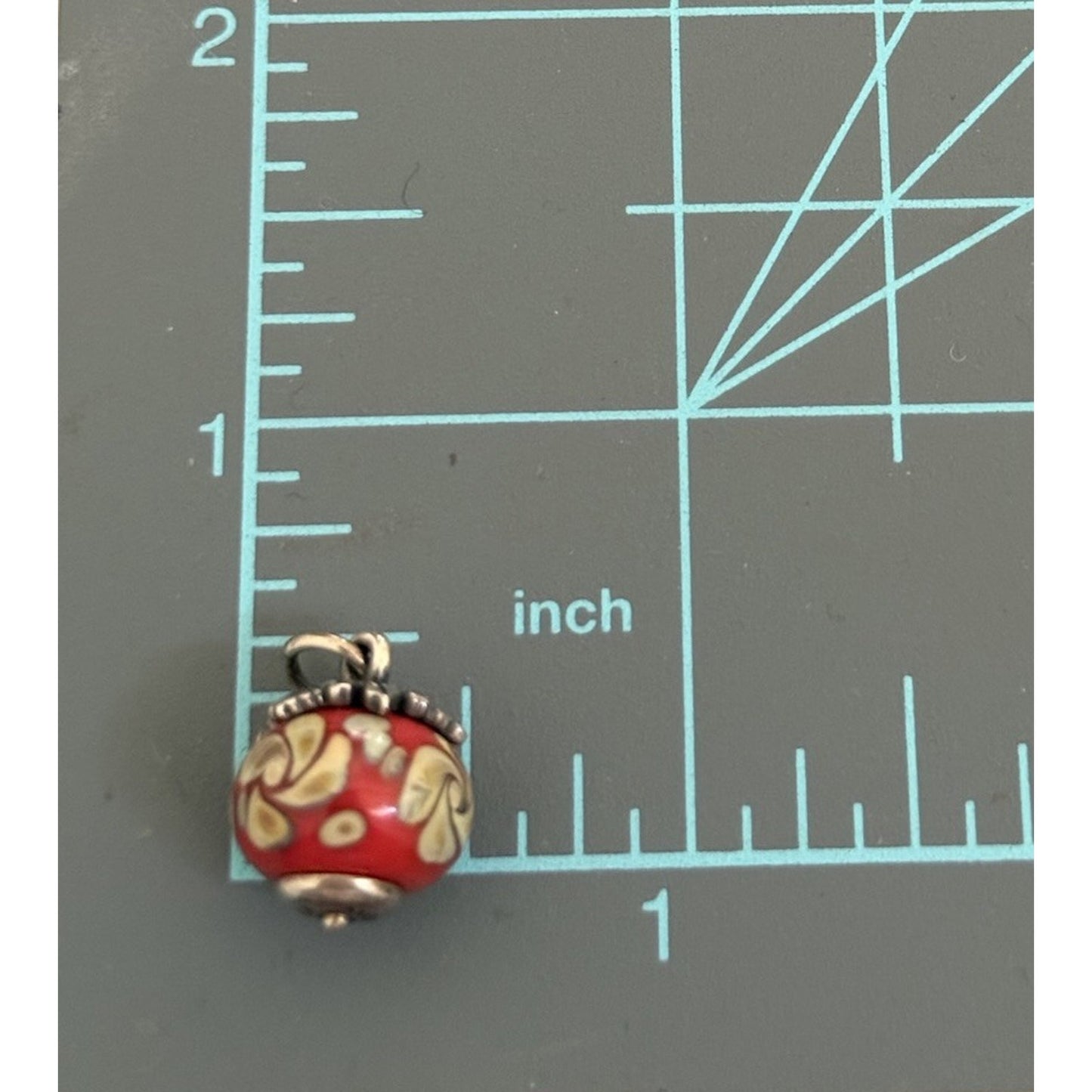 Pre Owned James Avery Retired HTF Sterling Silver Fall Leaf Finial Glass Art Bead