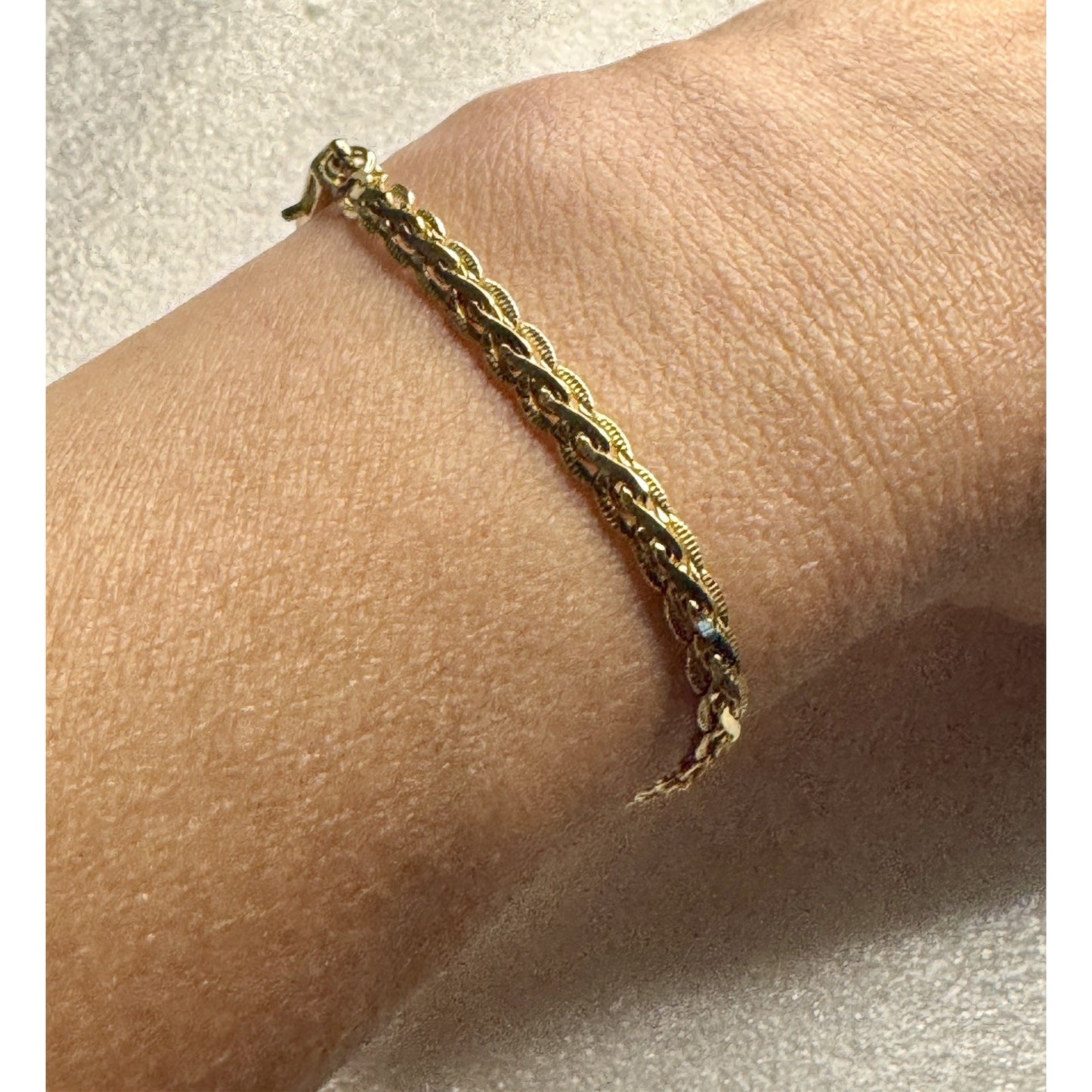 Vintage Gold Tone Double Rope Figaro Link Bracelet 7” Lobster Clasp Classic