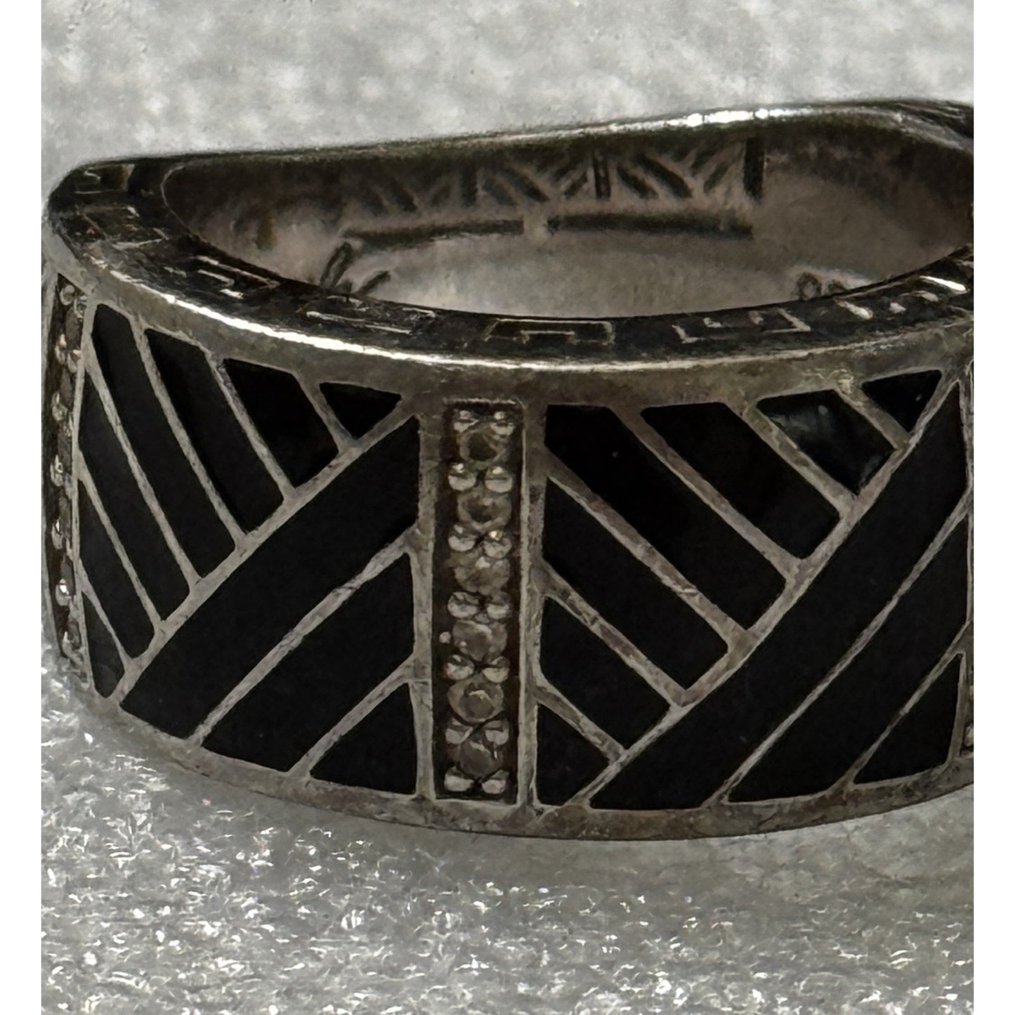 Belle Étoile Laguna Ring Sterling Silver Black Enamel Size 6.5 SOLD OUT