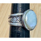 Vintage CFJ Thai Mother of Pearl 925 Sterling Silver Statement Ring Size 6.5