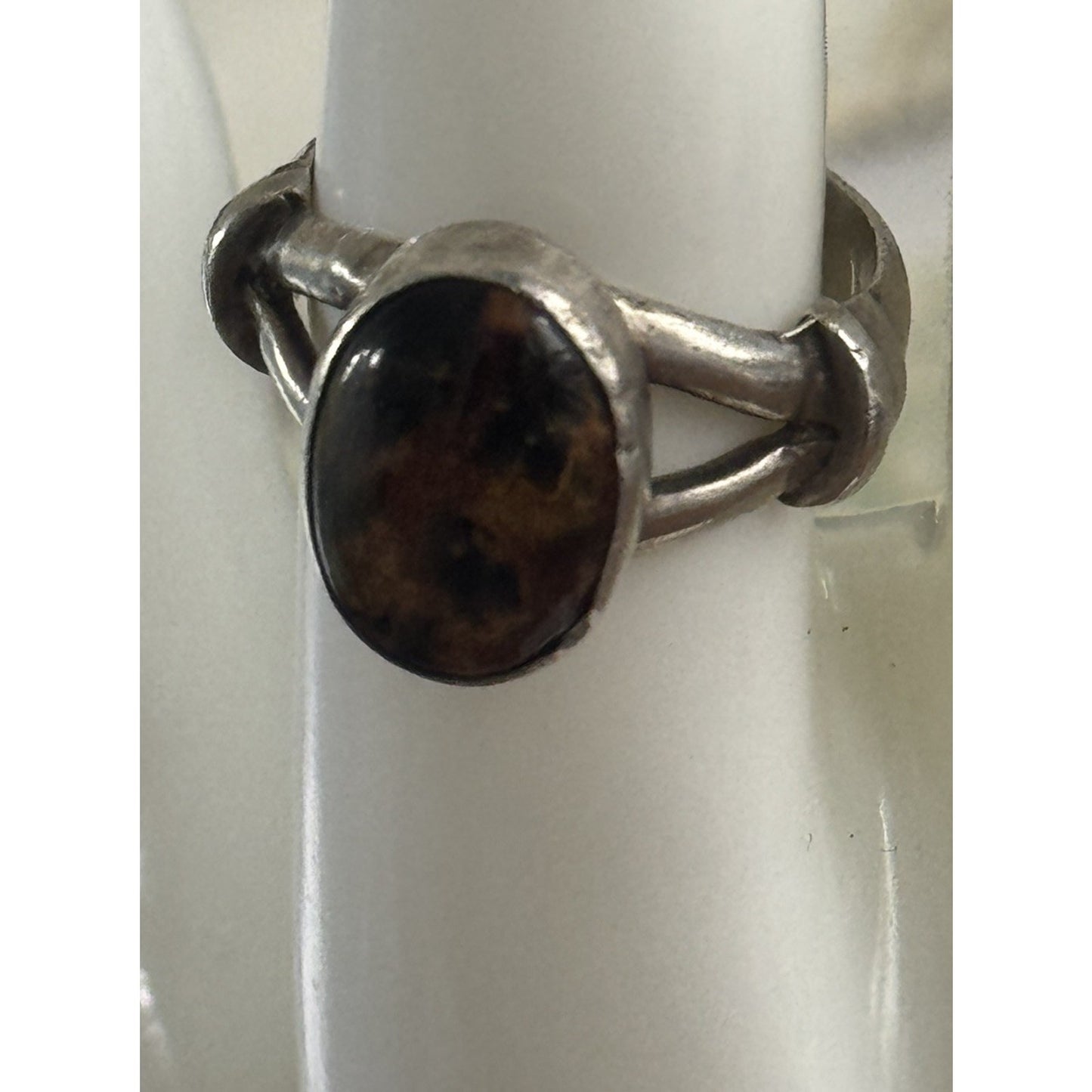 Vintage Sterling Silver Jasper Cabachon Ring Handmade Artisan Southwestern Sz 8