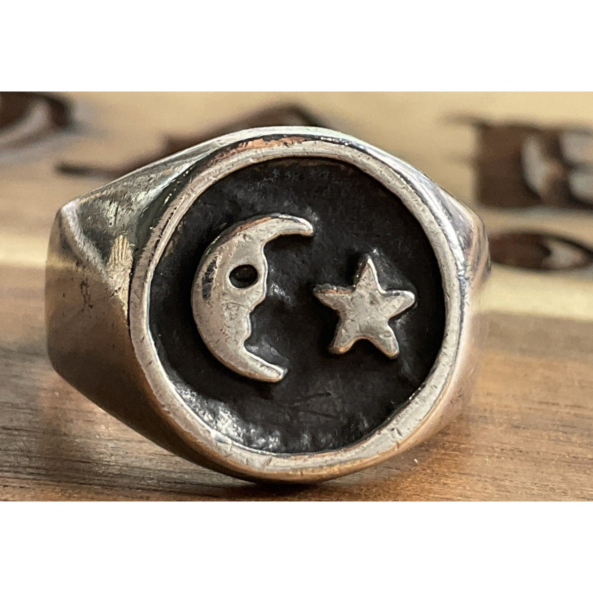 Vintage Celestial 925 Moon and Star Sterling Silver Ring Size 8.5