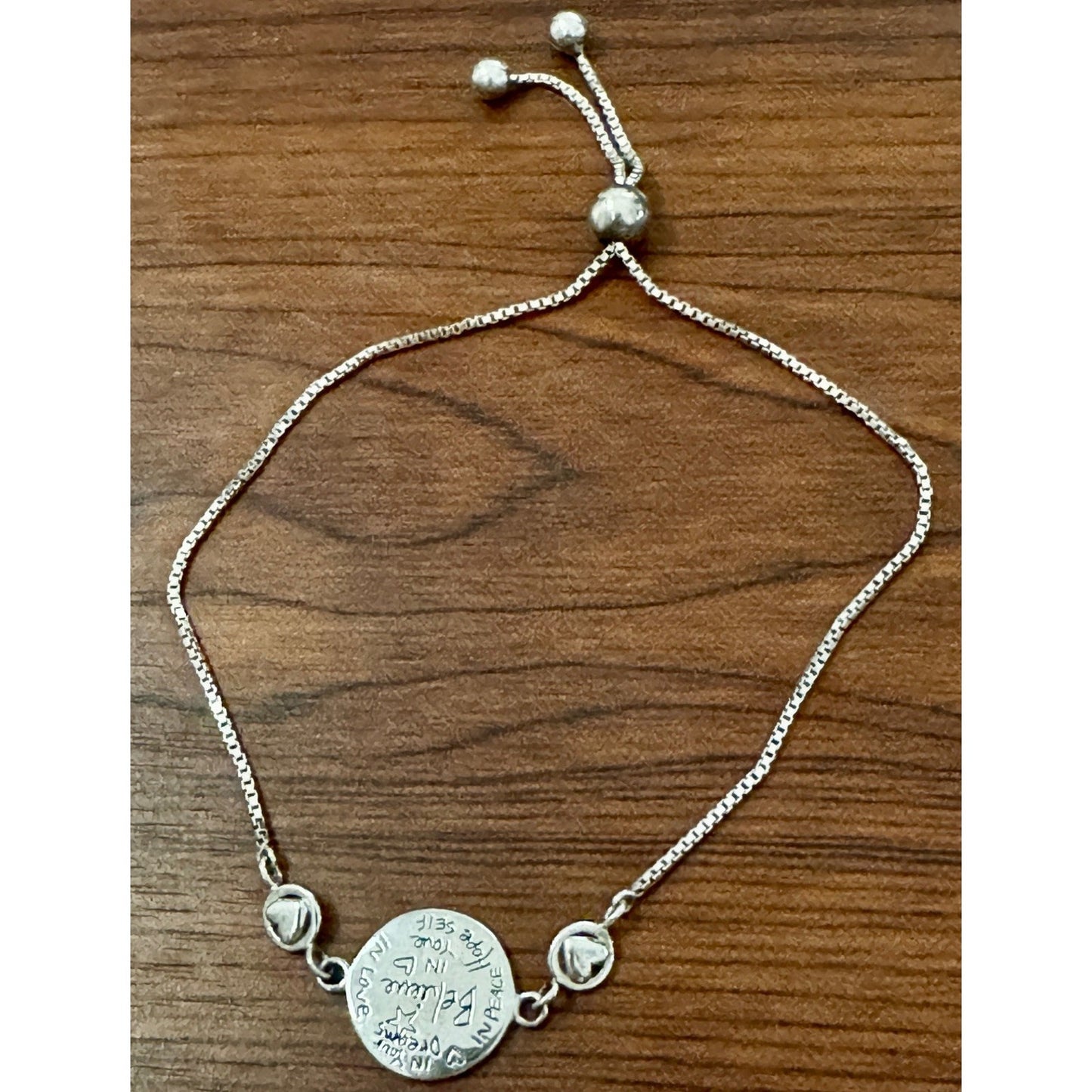Sterling Silver “Believe in Yourself” Adjustable Slider Affirmational Bracelet