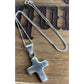 Vintage Sterling Silver Puffy Cross Pendant Necklace Rounded Cross