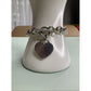 Vintage Sterling Silver Double Link Heart Charm Toggle Bracelet 40g