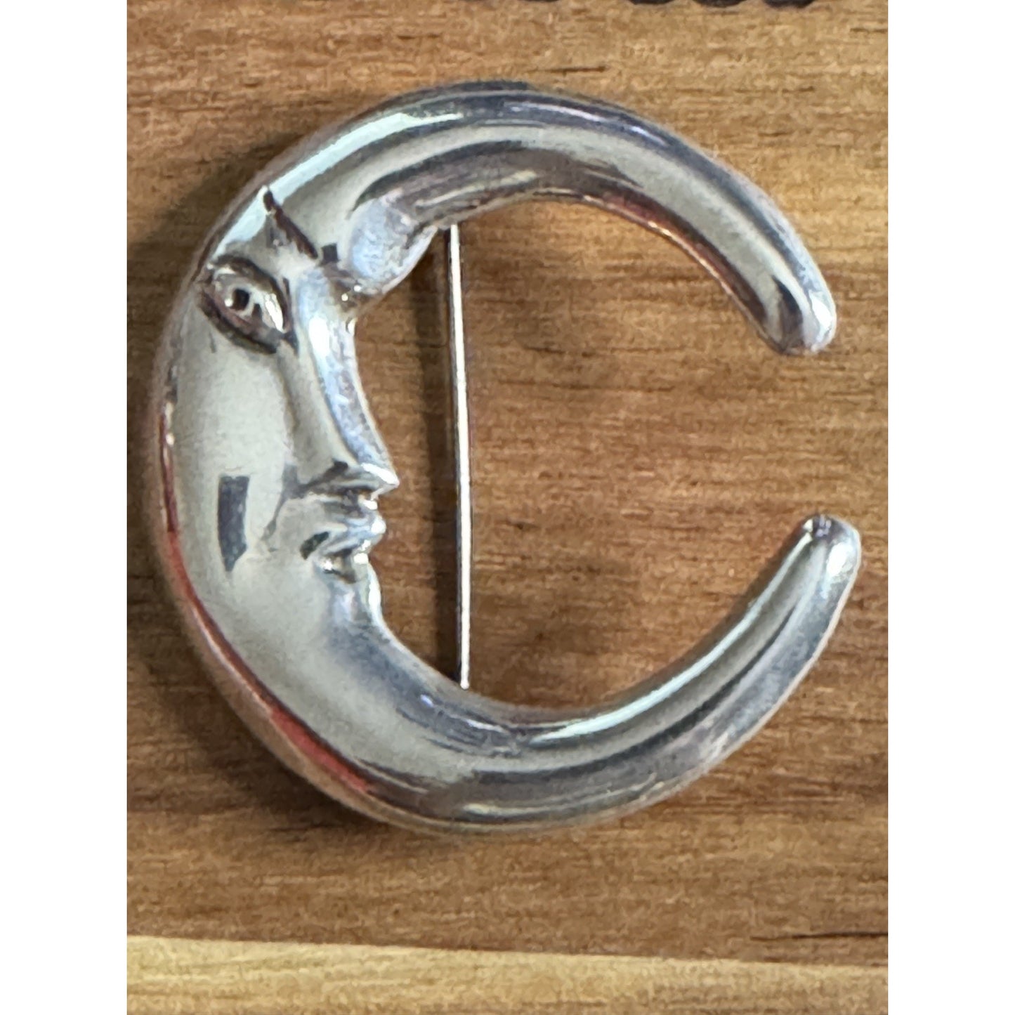 Vintage Taxco Sterling Silver Moon Face Celestial Brooch Pin Signed FUE TV41 14g