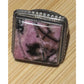 Estate Vintage Sterling Silver Rhodonite Artisan Geometric Statement Ring Size 9