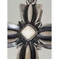 Pre Owned Retired James Avery Floral Cross Pendant With White Cabochon Sterling Silver 2”