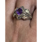 Vintage CCO Sterling Silver & 12K Gold Amethyst Ring Size 8.5 – 5.3g Leaf Design