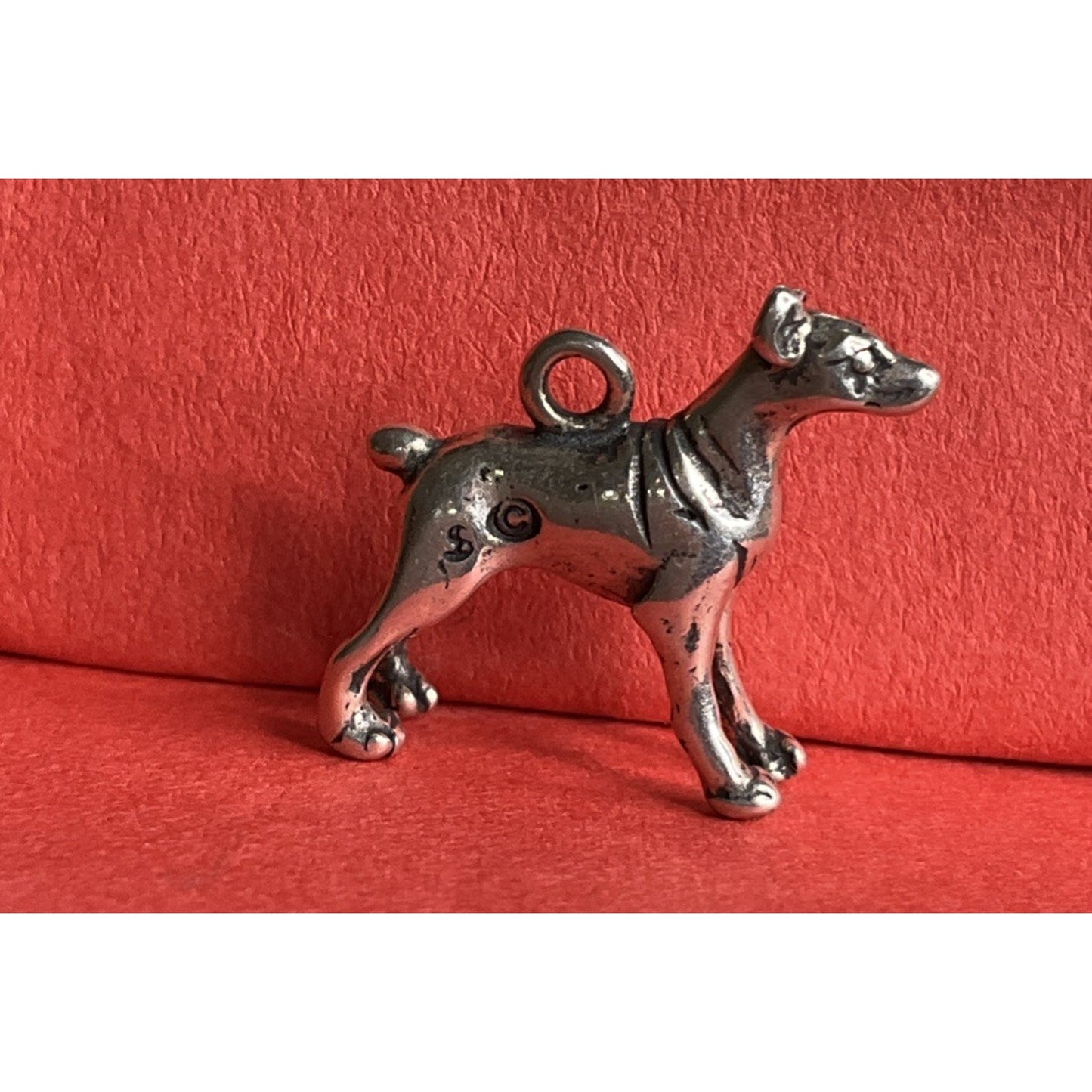 Vintage Sterling Silver Greyhound Dog Charm Pendant Whippet Italian Greyhound
