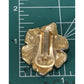 Vintage Green Enamel Flower Clip On Earrings Gold Tone Large Floral Statement