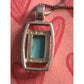Sterling Silver 925 Rectangular Turquoise Pendant Necklace Thailand on Box Chain