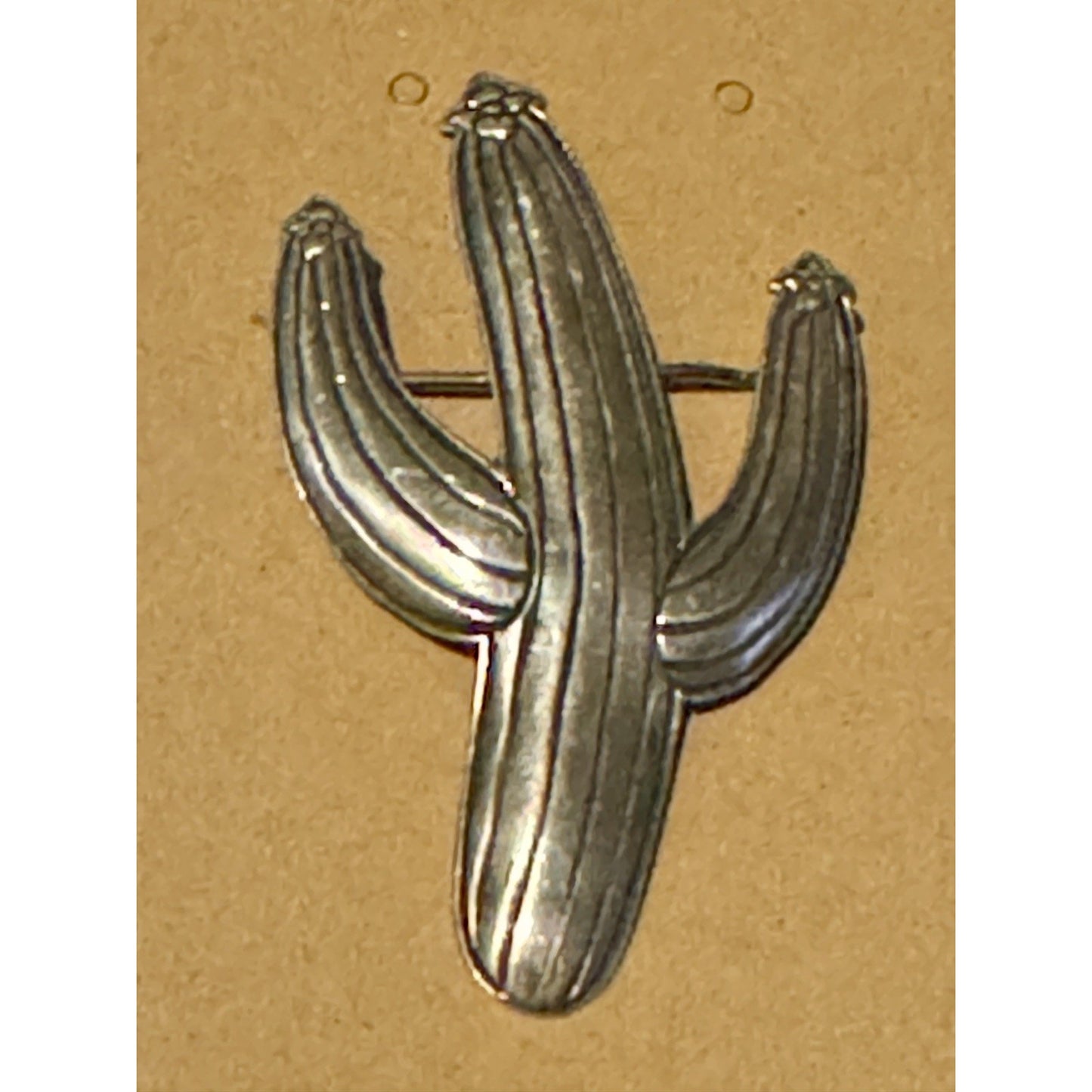 Vintage Kit Carson Sterling Silver Cactus Brooch Signed Southwestern Desert 2”