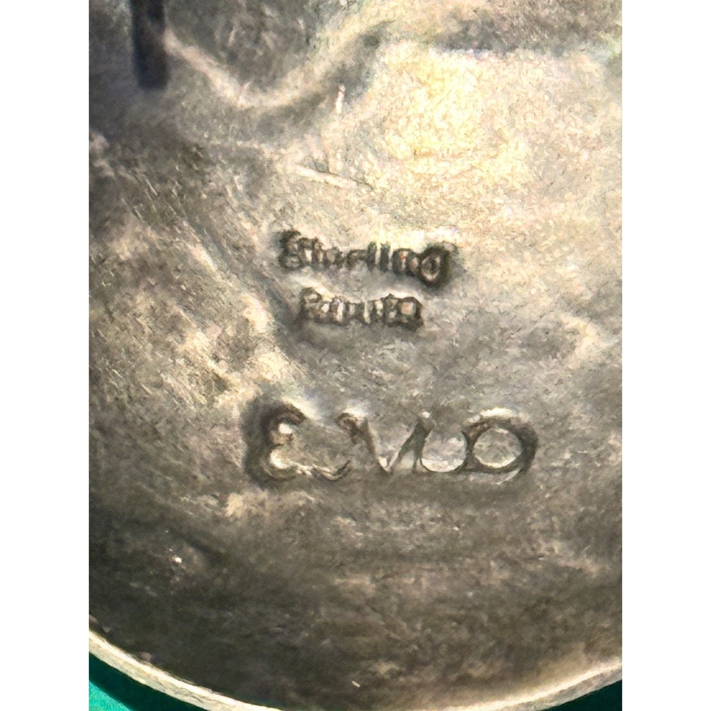 Vintage Sterling Silver Disc Earrings Signed EMD Modernist Textured Dangle Drop
