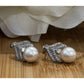 Vintage FD 925 Sterling Silver Pearl Pavé Leaf Post Back Earrings