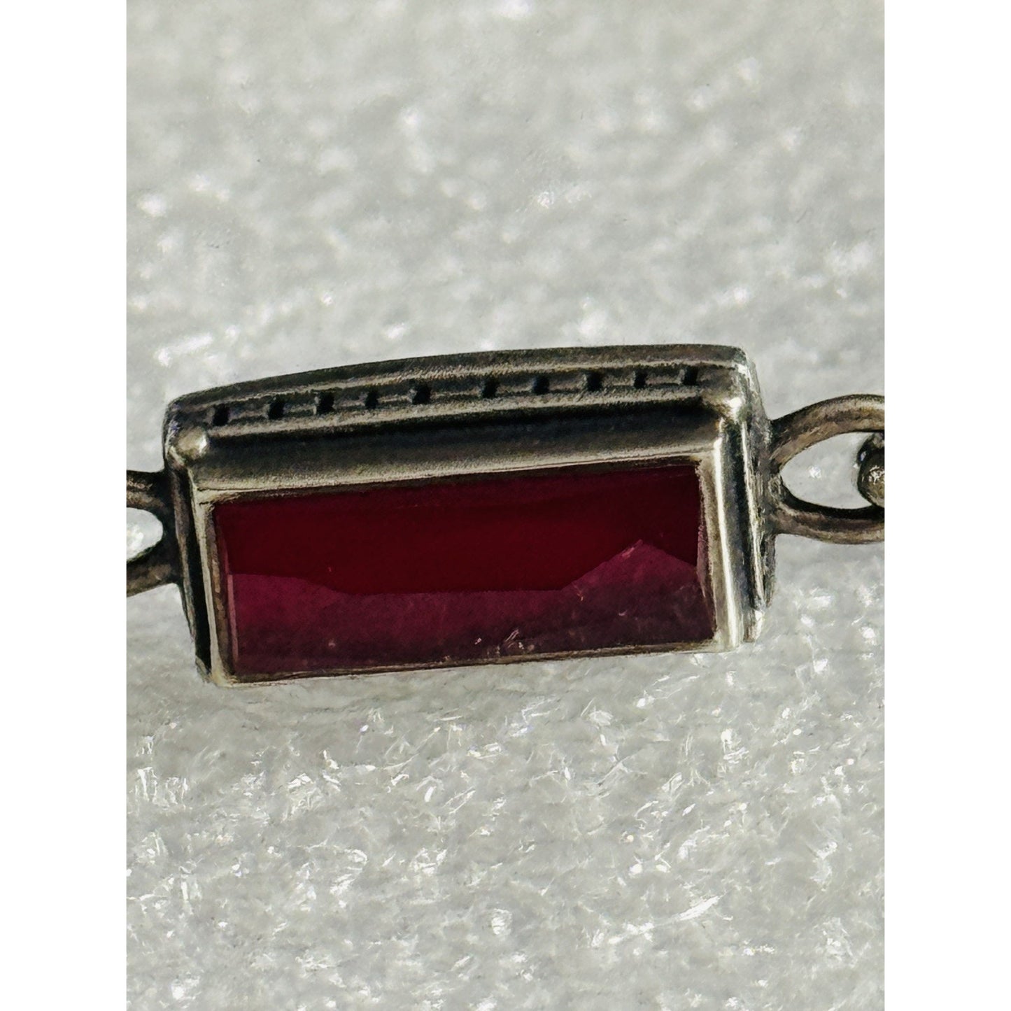 Pre-Owned James Avery Retired Palais Ruby Rouge Silver Hook On Bracelet W/ JA Box & Pouch