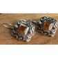 Silpada 925 Sterling Silver Amber Square Dangle Earrings