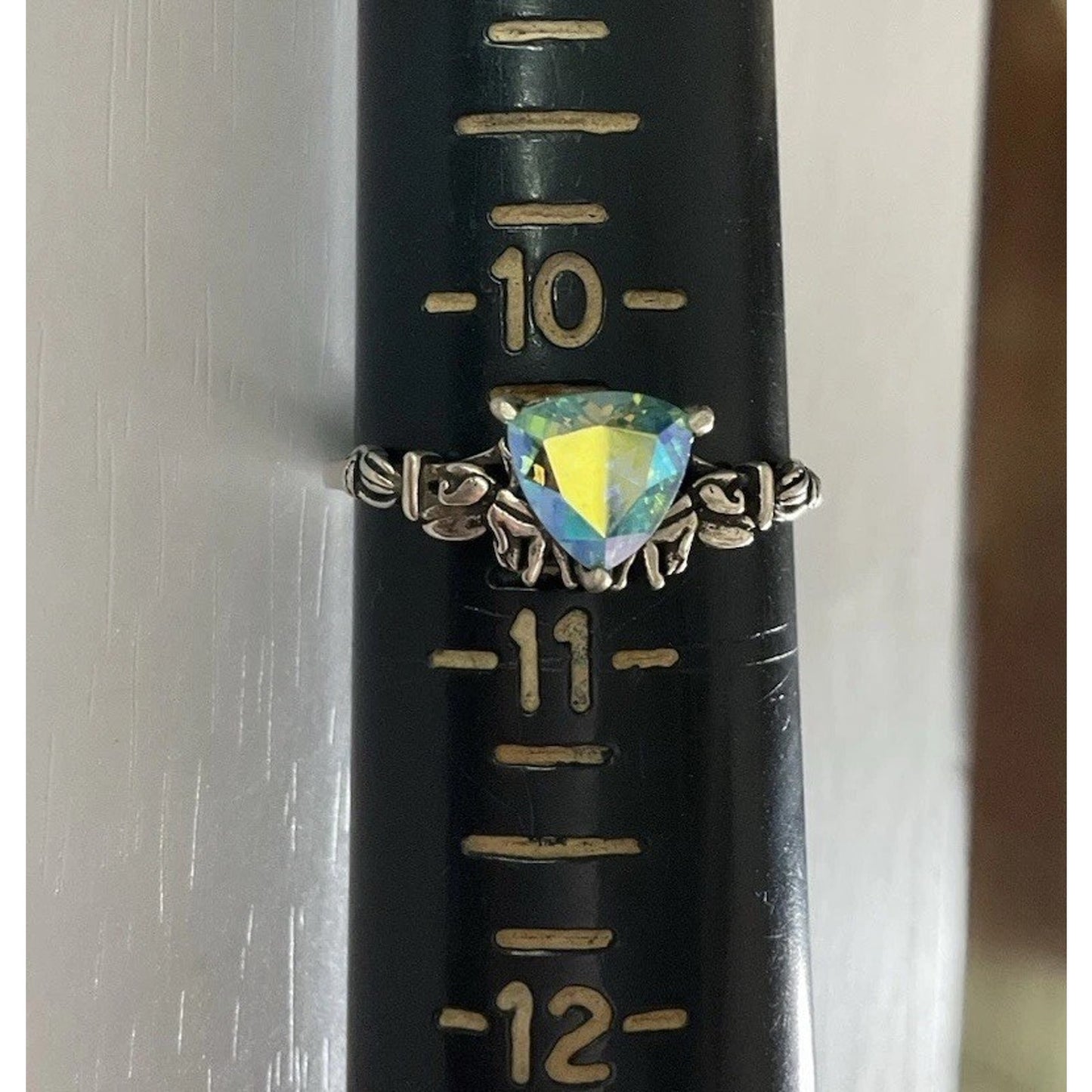 Vintage Sterling Silver Blue Iridescent Ring Size 10.5