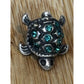 Vintage MA Michael Anthony 925 Italy Sterling Silver Turtle Green Crystals Charm