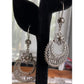 Vintage DGS Sterling Silver Turkey Filigree Crescent Moon Floral Dangle Earrings