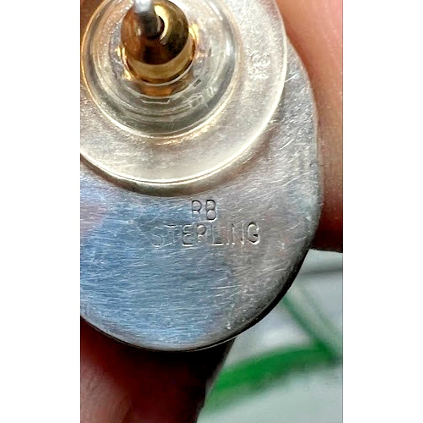 Native American Sterling Silver Inlay Turquoise Earrings RB Richard Begay