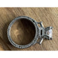 Large Square Cut CZ Ring Multi Band Sterling Silver Statement Ring 8.5
