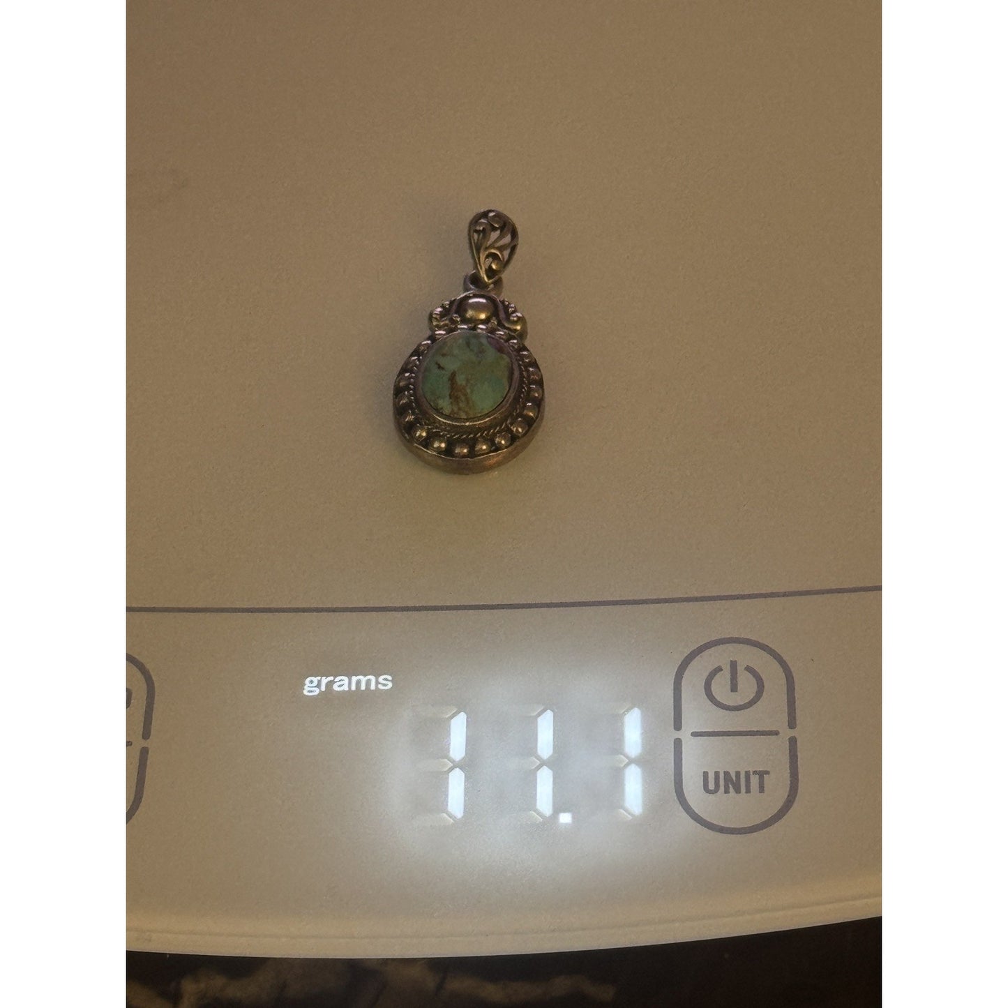 Vintage Sterling Silver Turquoise Pendant Bali Artisan Filigree S Mark 11.1g