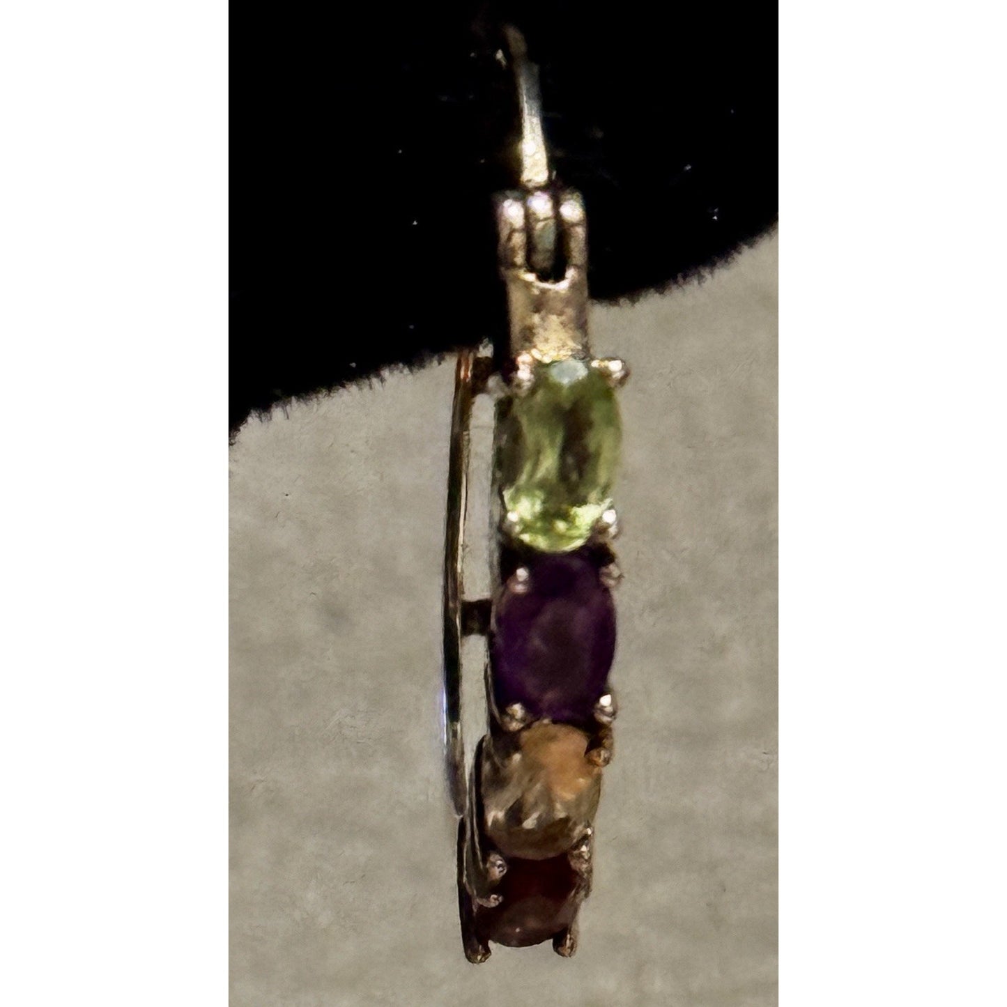 Vintage Ross Simons R925 Vermeil Amethyst Peridot Citrine Garnet Hoop Earrings