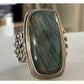 Sterling Silver Labradorite Ring Size 8 Large Statement Ring India 925