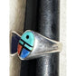 V Benally Navajo Sterling Silver Inlay Ring Turquoise Lapis Spiny Oyster Sz 7.25