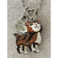 Vintage Calico Cat Enameled Moving Tail And Legs 925 Necklace 21”