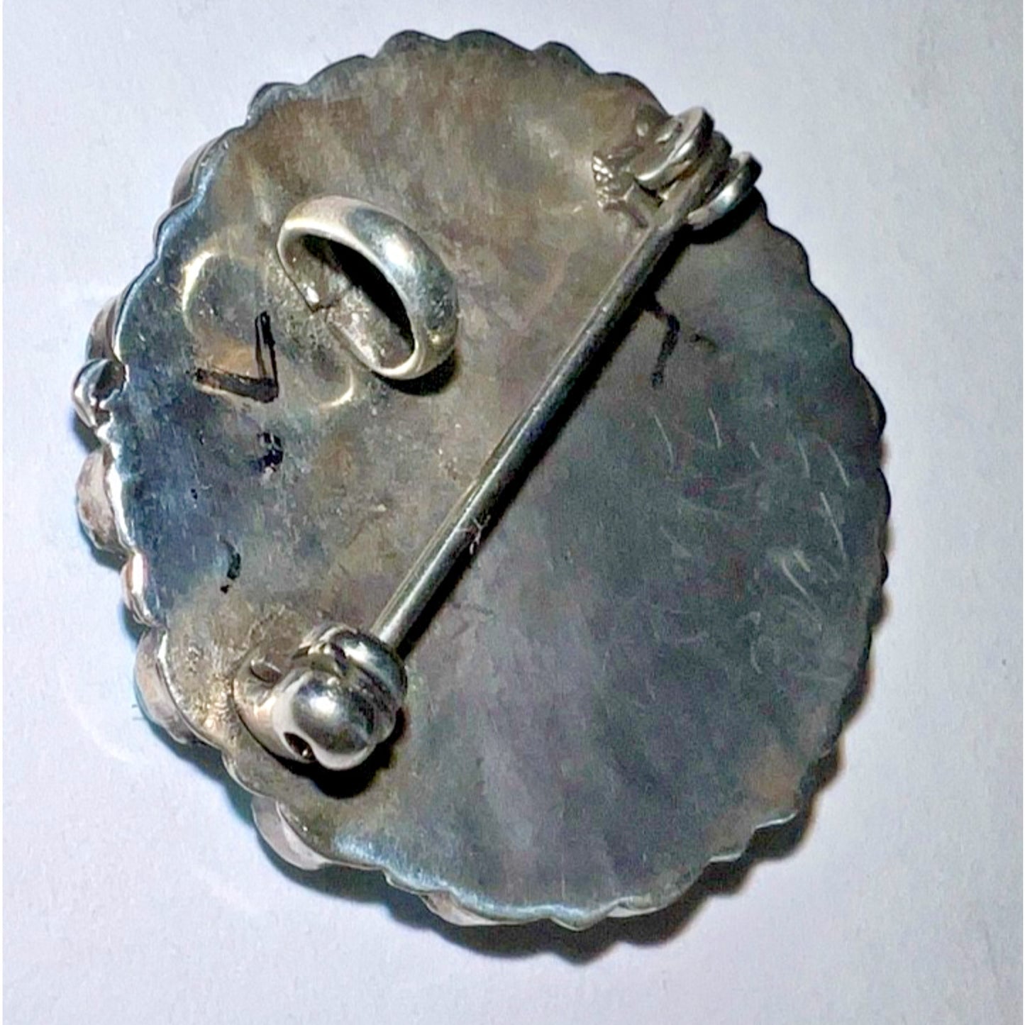 Signed M. Stead Zuni Sterling Silver Turquoise Cluster Pin Pendant Pin Brooch