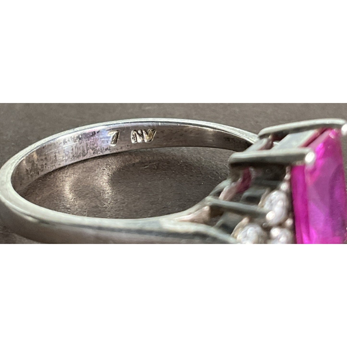 Vintage Sterling Silver Pink Sapphire Cocktail Ring Size 7 NY