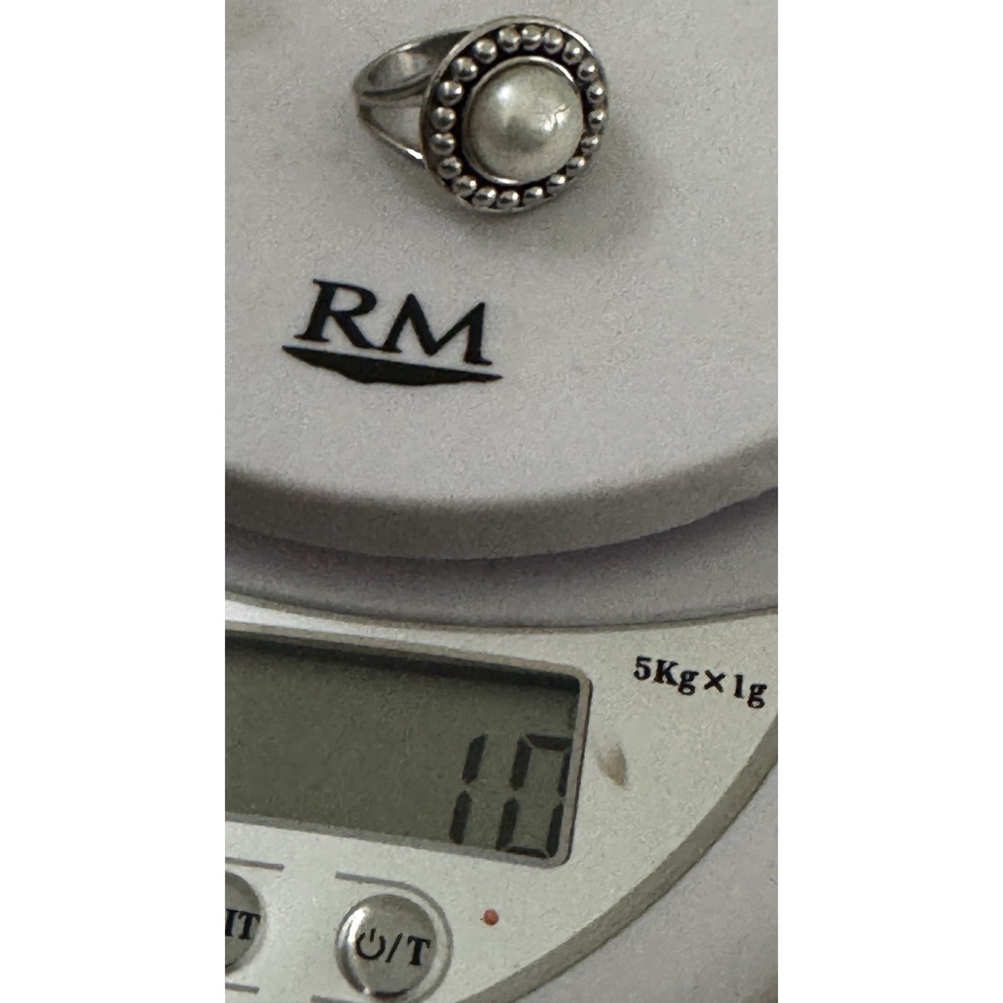 Vintage Sterling Silver Genuine Pearl Beaded Halo Statement Ring Size 7.5 10g