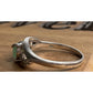 925 Sterling Silver Green Stone Ring Size 8 Oval Cabochon CZ Accent Ring