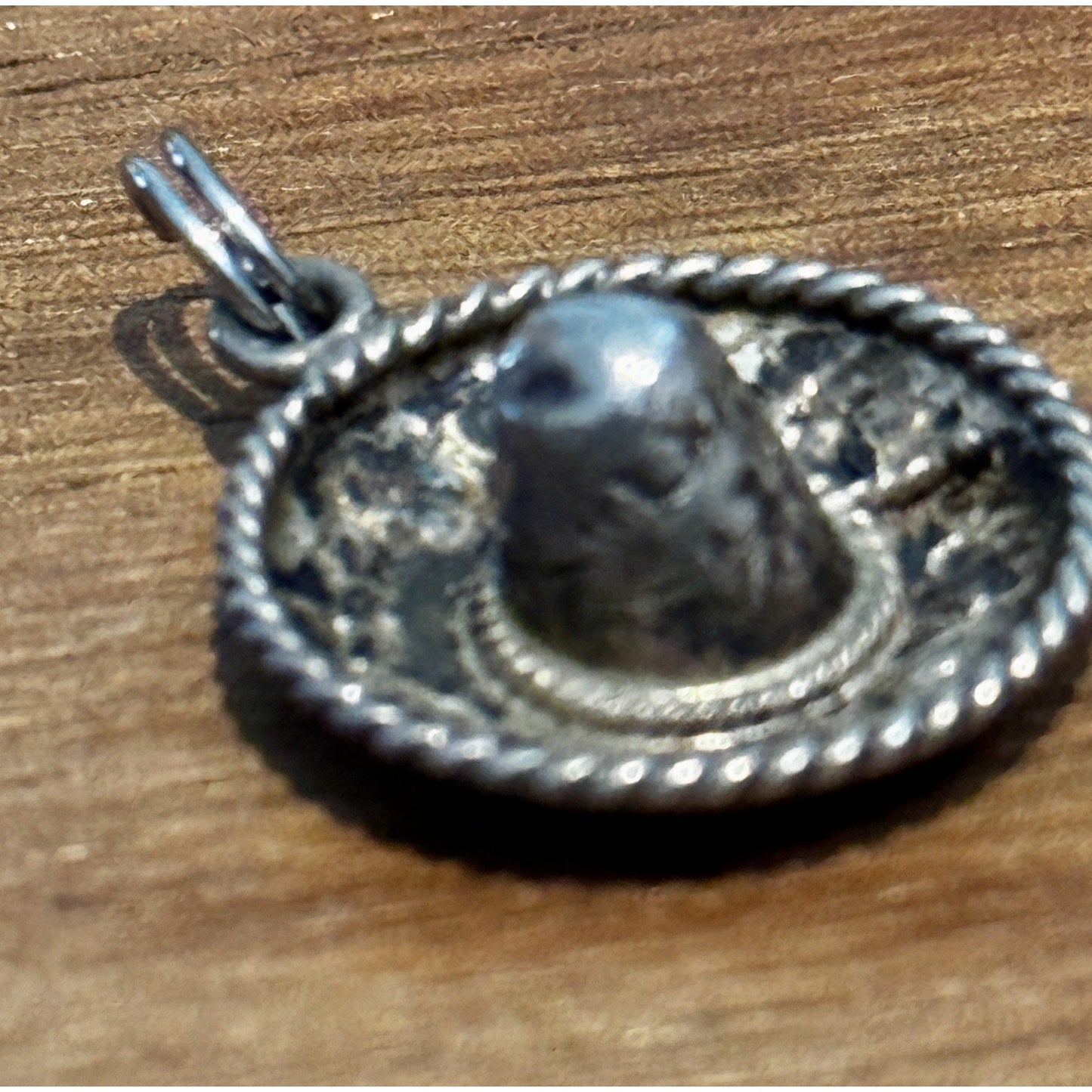 Vintage Mexico 925 Sterling Silver Sombrero Hat Charm Eagle Mark Pendant