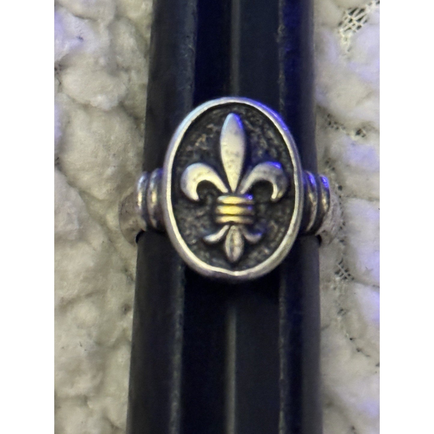 Vintage Ann King 925 Sterling Silver Fleur De Lis Ring w/ 18K Gold Accents 7.5