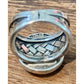 Vintage CFJ Thai Mother of Pearl 925 Sterling Silver Statement Ring Size 6.5