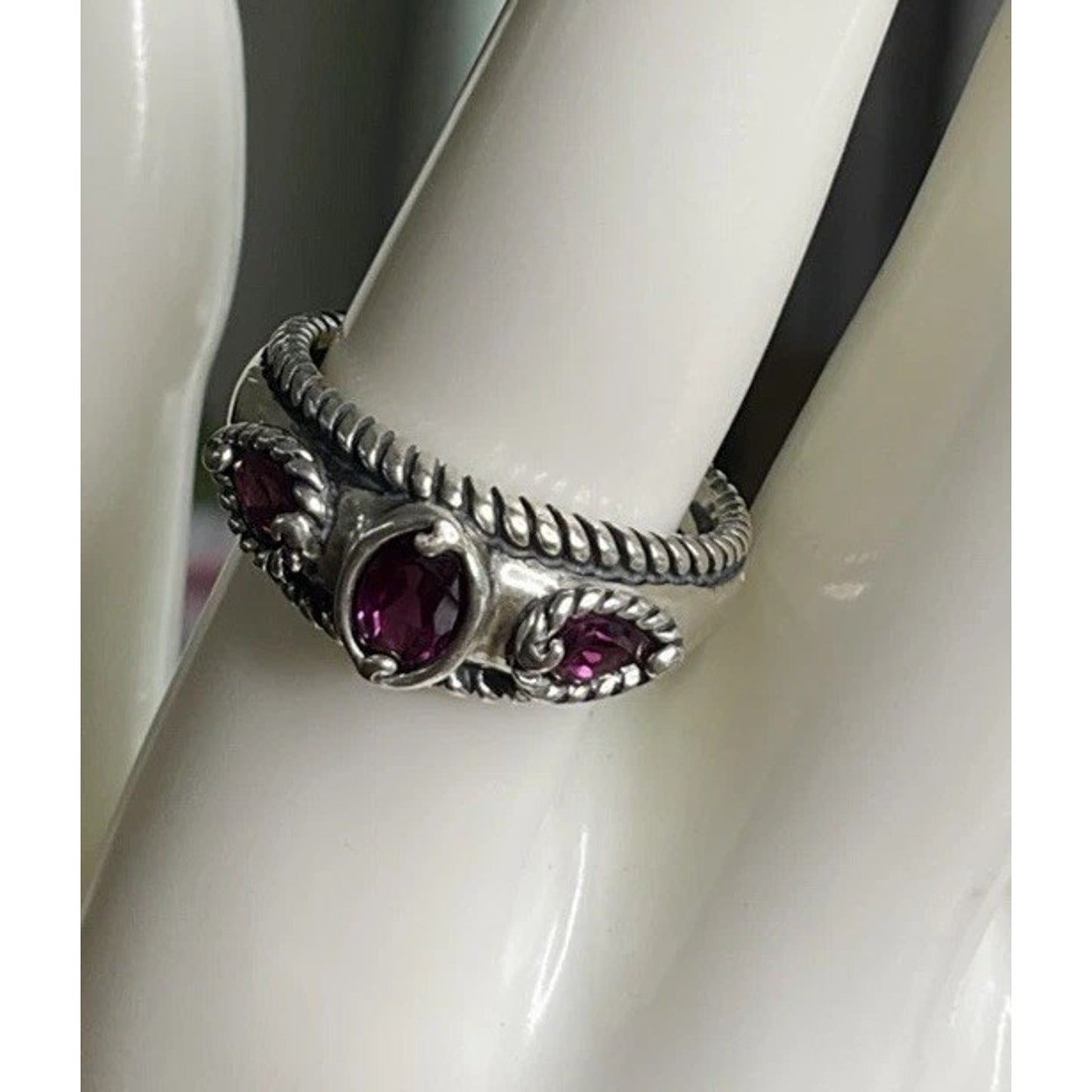 Carolyn Pollack Relios 925 Sterling Silver Garnet Ring Southwestern Size 9