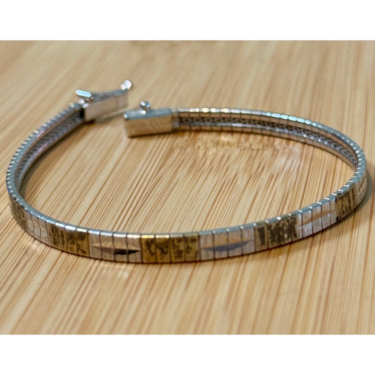 Copied - Vintage Italian 925 Sterling Silver Two Tone Gold Wash Textured Bracelet 7.25”